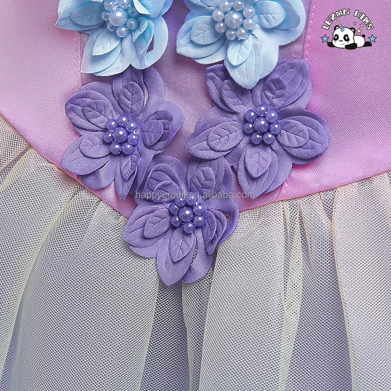 LEZONKIDS - Saia de Gaze de Arco-íris dos Sonhos Florais Saia de Princesa Menina Vestido Maxi de Desempenho para Cosplay